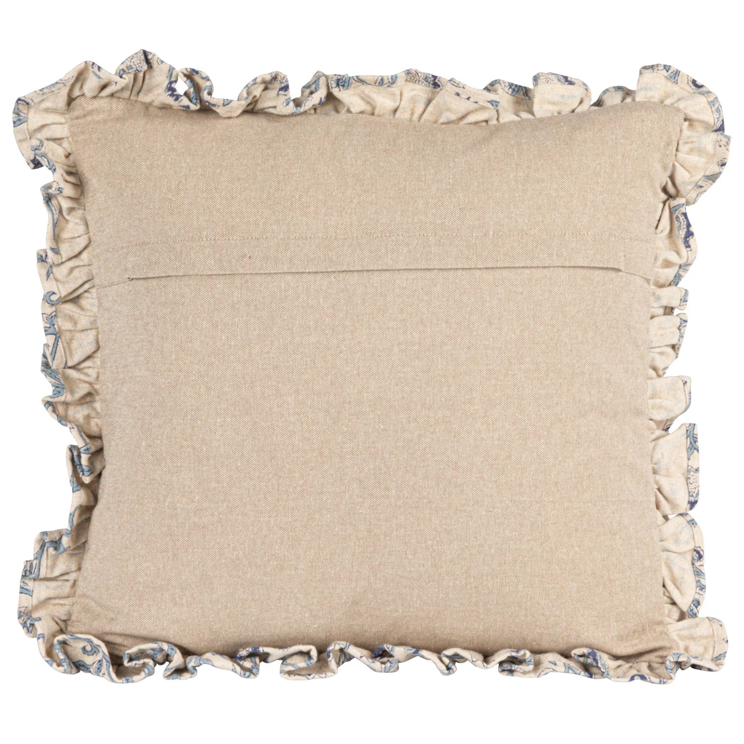 18” Square Cotton Blue Floral Printed Pillow - Image 2