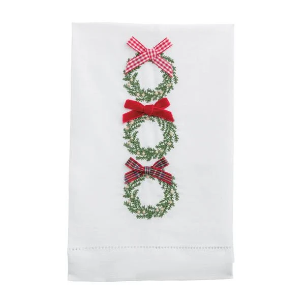 Christmas Wreath Embroidered Towel