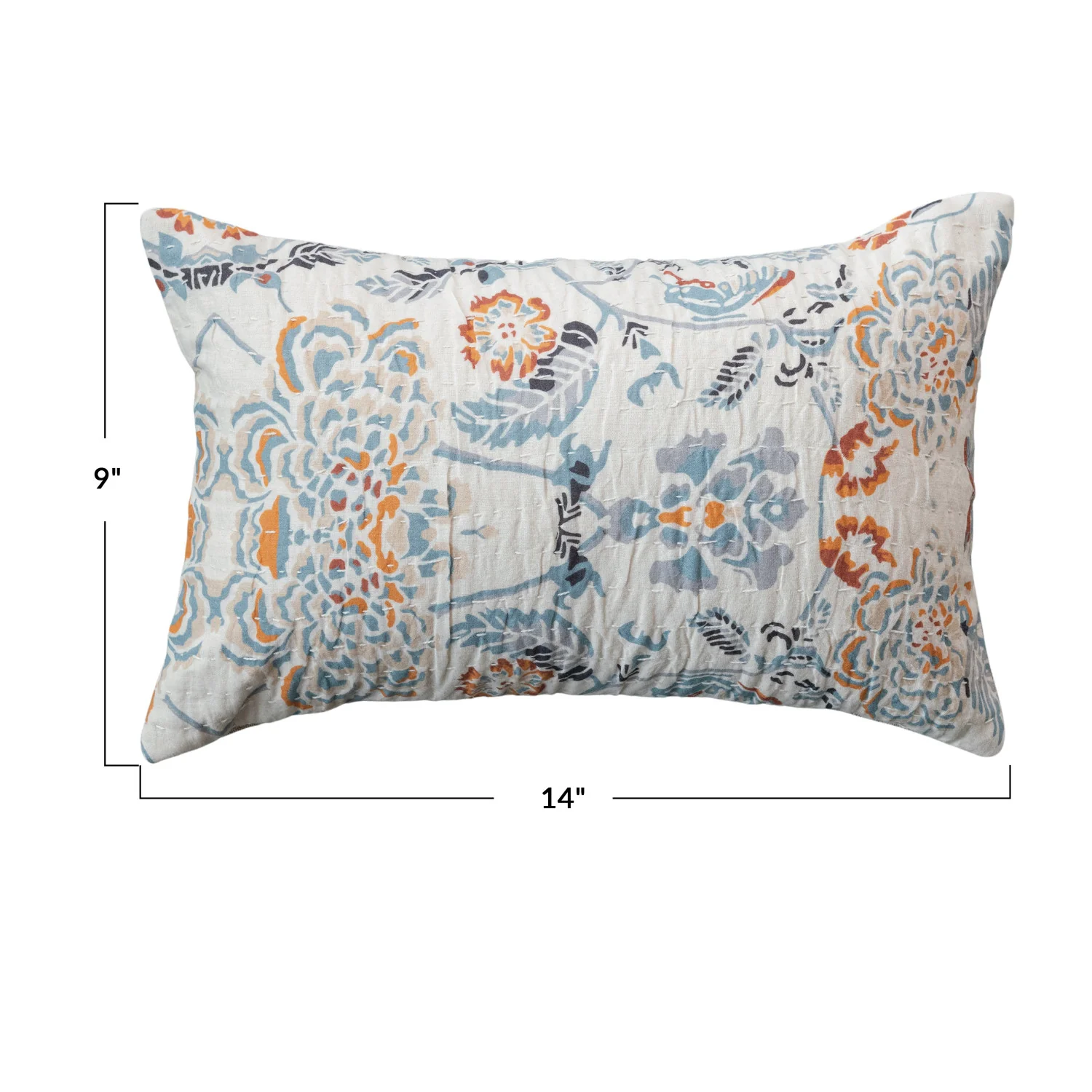 Cotton Floral Printed Lumbar Pillow, Multi Color - Image 4