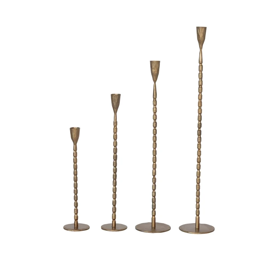 Hand Forged Cast Iron Taper Holder- Brass Finish