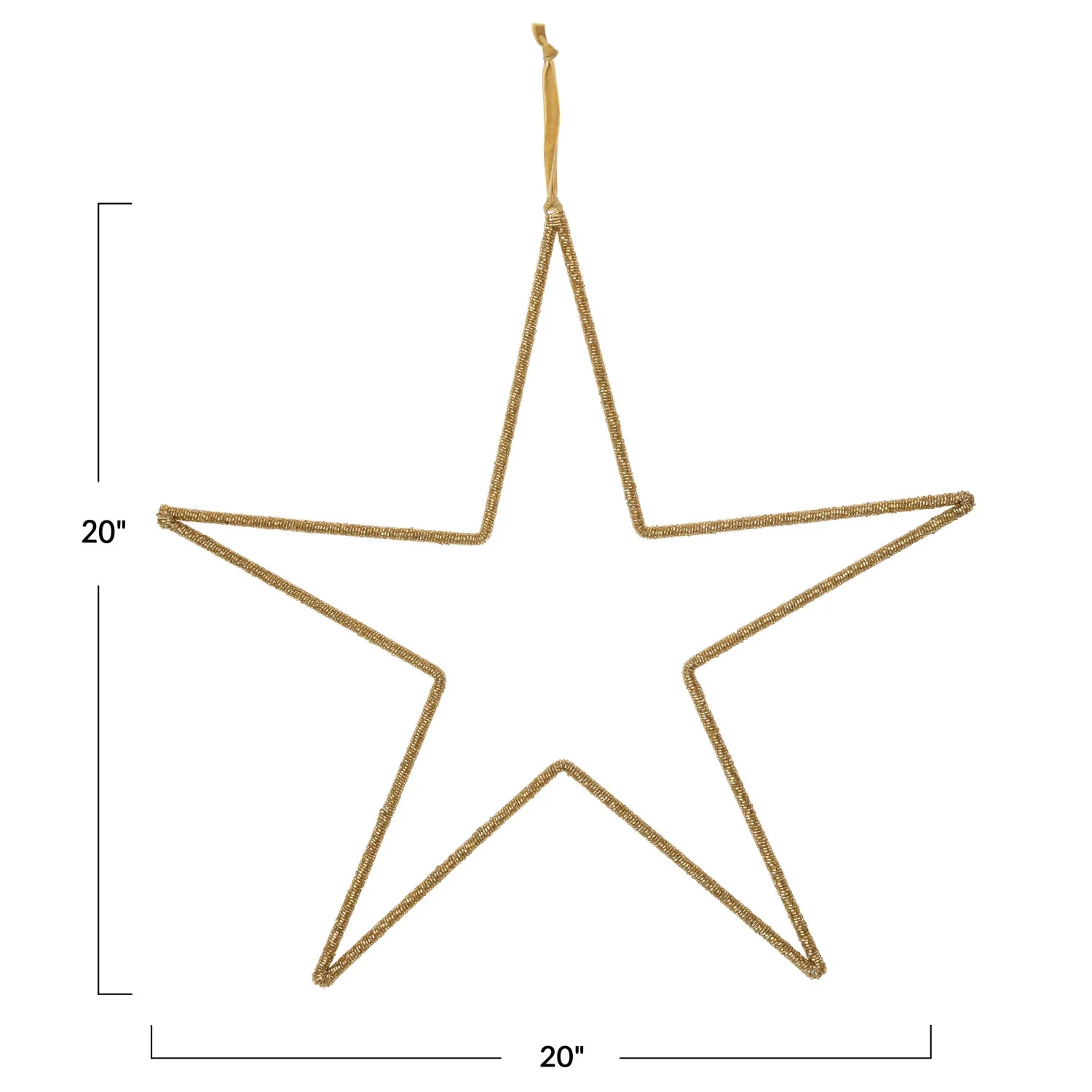 Hanging Metal & Glass Bead Star w/ Velvet Ribbon - Image 2