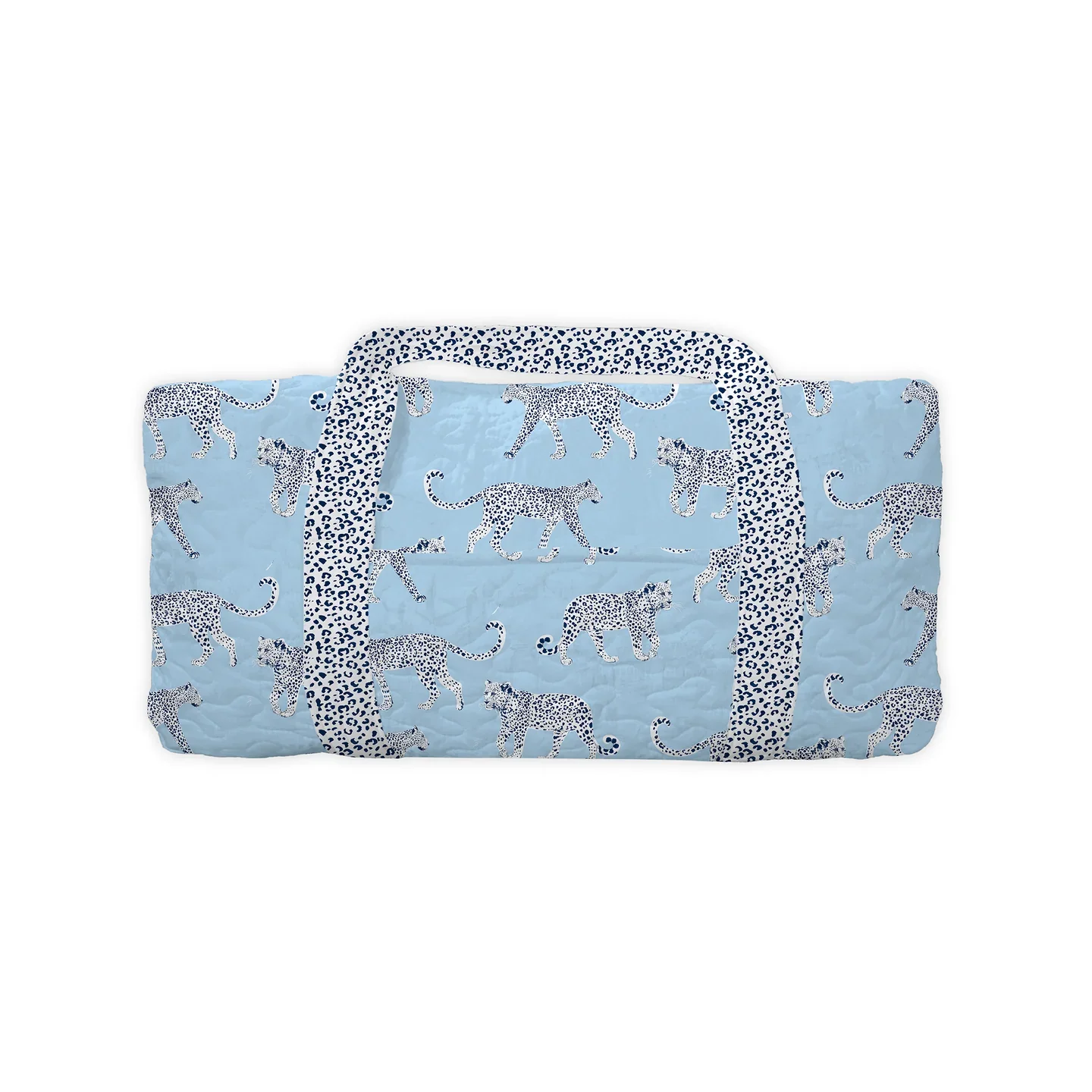 Leilani Leopard Blue Maya Quilted Duffle Bag