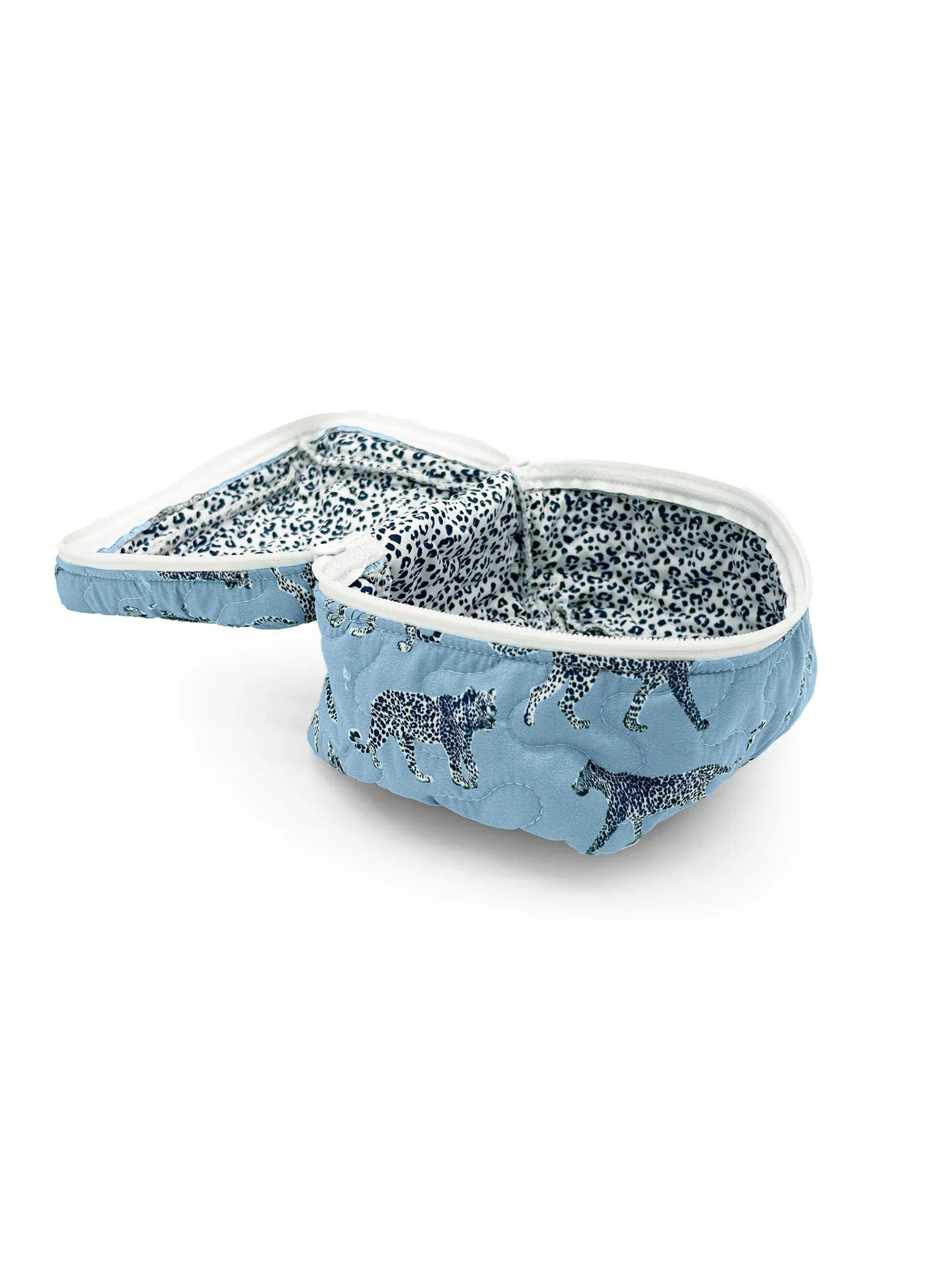 Leilani Leopard Blue Quilted Travel Case - Image 2