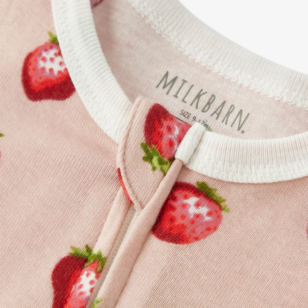 Milkbarn Cotton Zipper Pajama Strawberry - Image 3