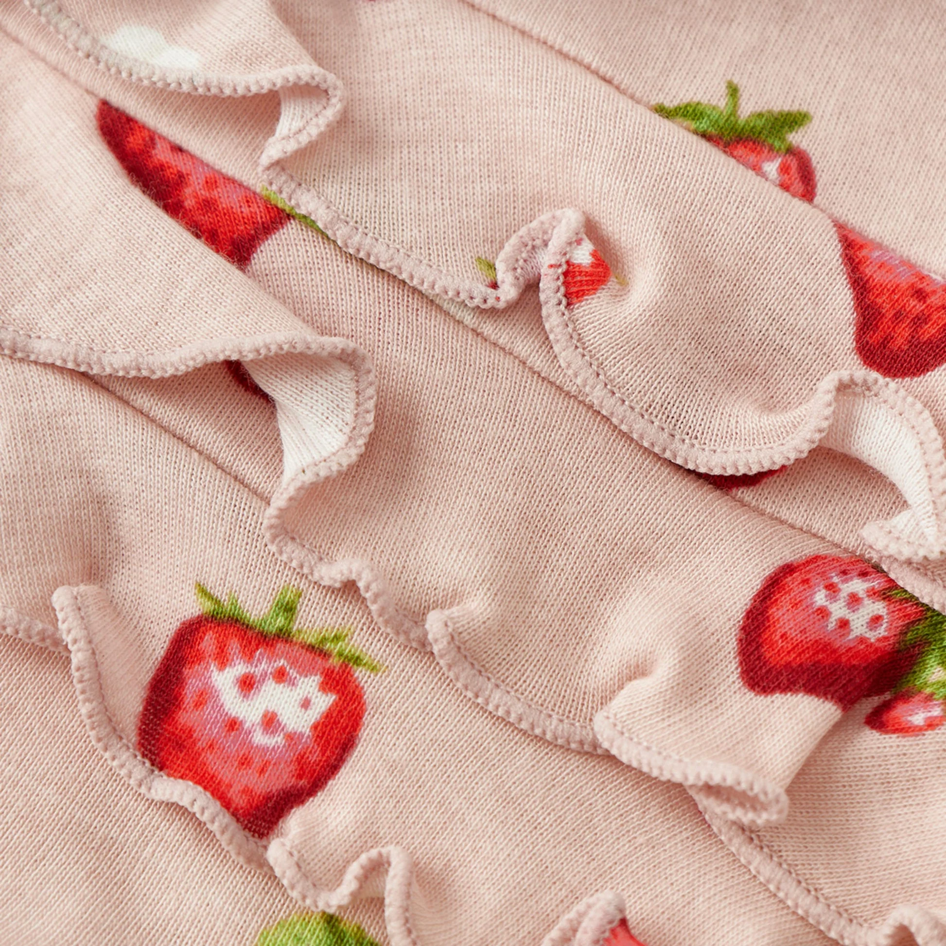 Milkbarn Organic Cotton Ruffled Footed Romper Strawberry - Image 4