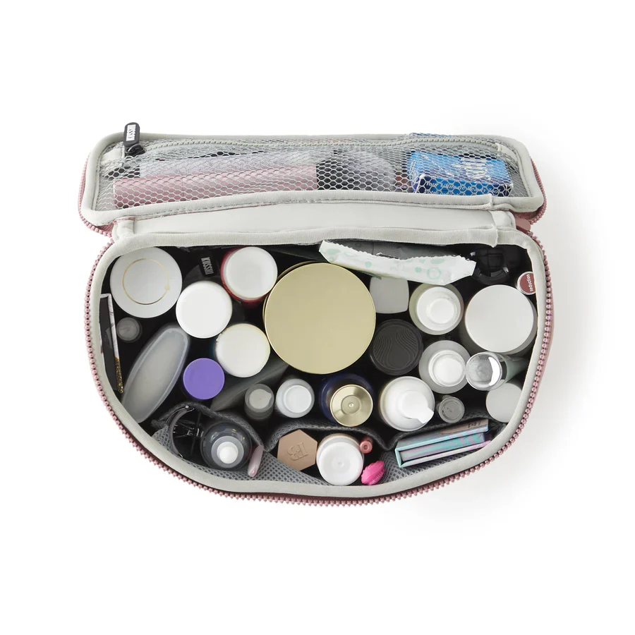 Neoprene Large Train Case Makeup Bag Mauve w/ Stone Interior - Image 2