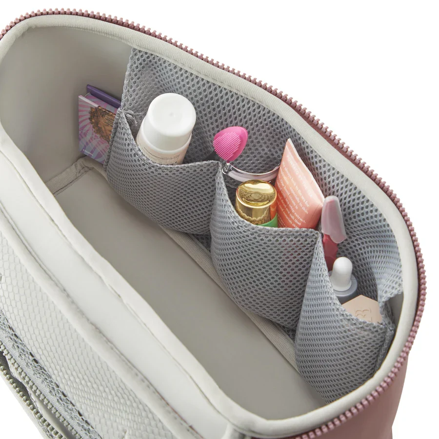 Neoprene Large Train Case Makeup Bag Mauve w/ Stone Interior - Image 4