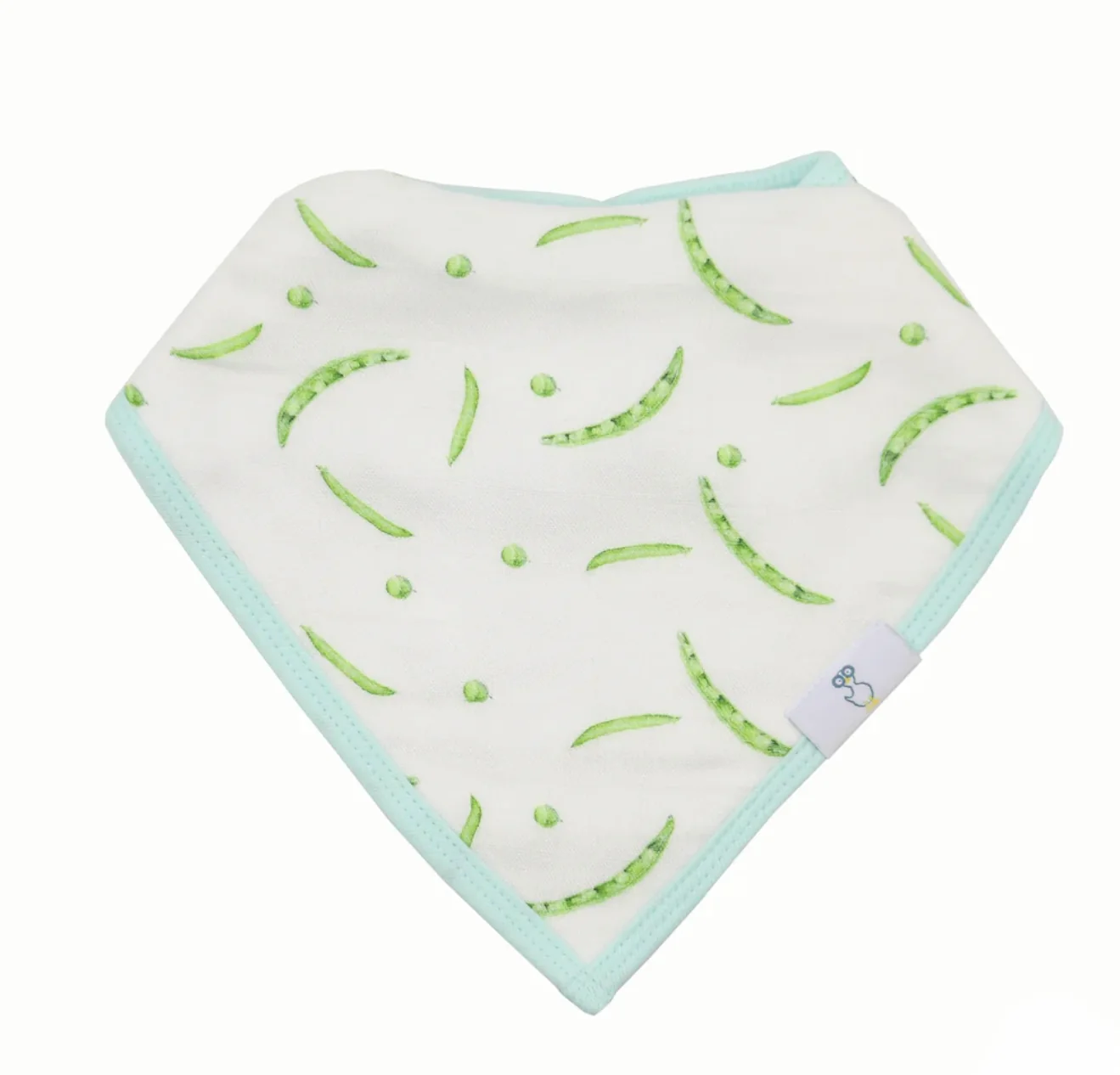 Peas and XO Mint 2 Pack Muslin/Terry Cloth Bib Set - Image 2