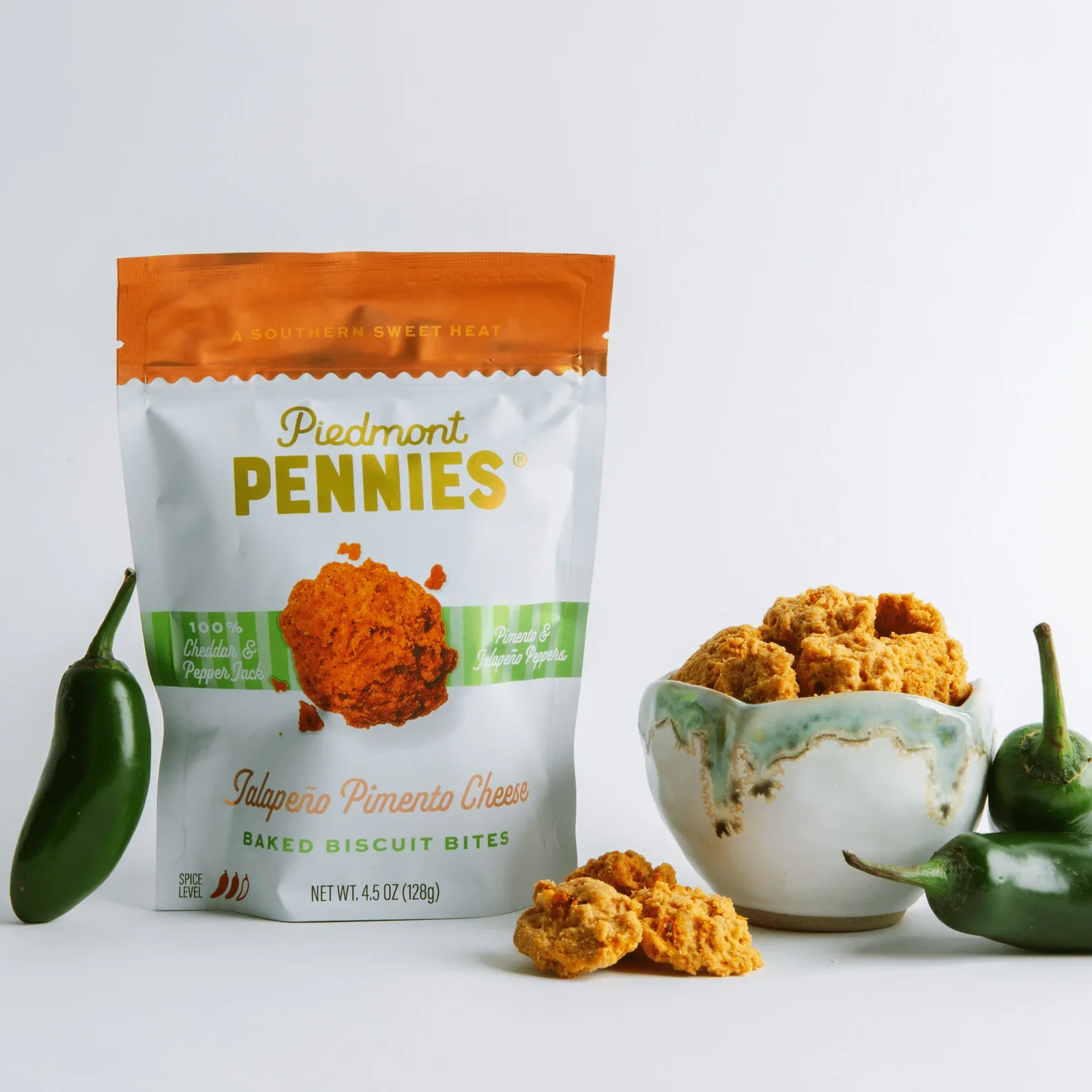 Piedmont Pennies Cheesy Biscuit Bites - Jalapeño Pimento Cheese, Medium Bag - Image 2