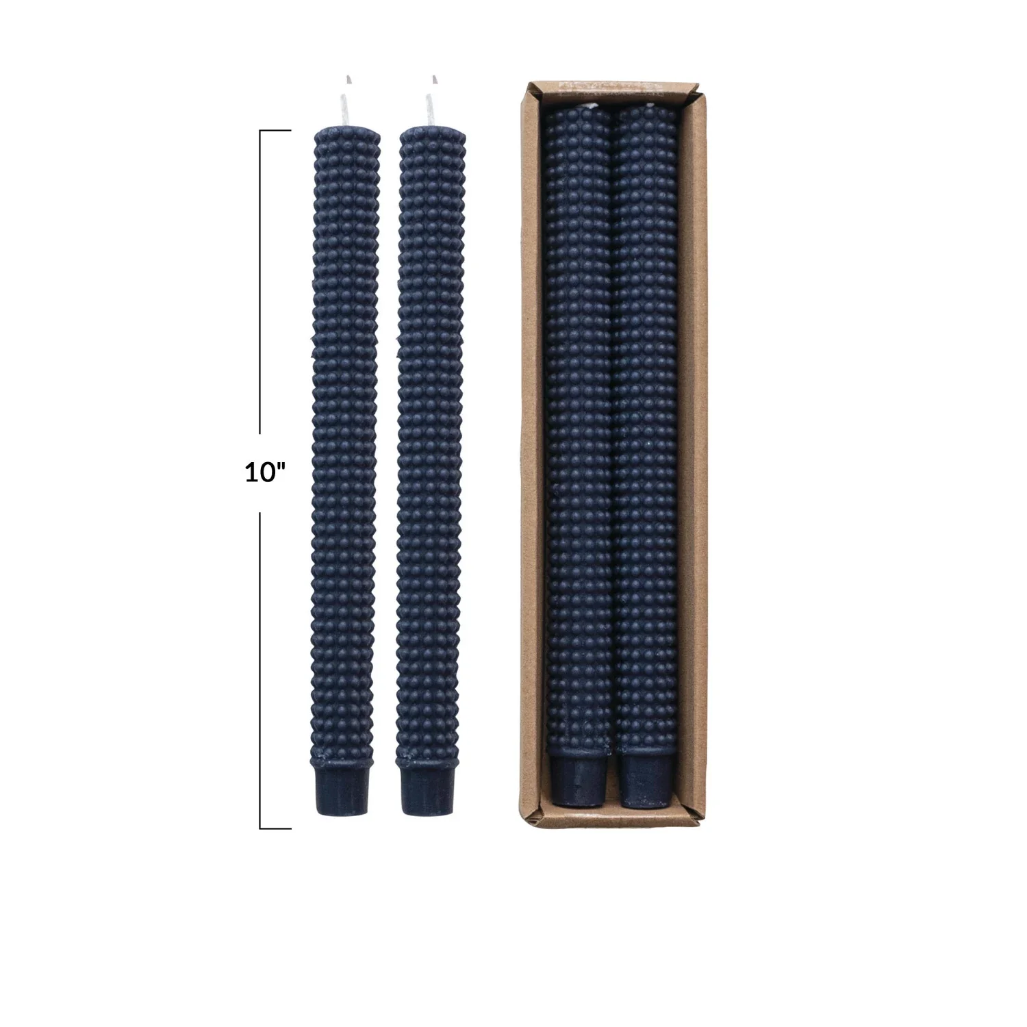 Unscented Hobnail Taper Candle, Navy - Image 3