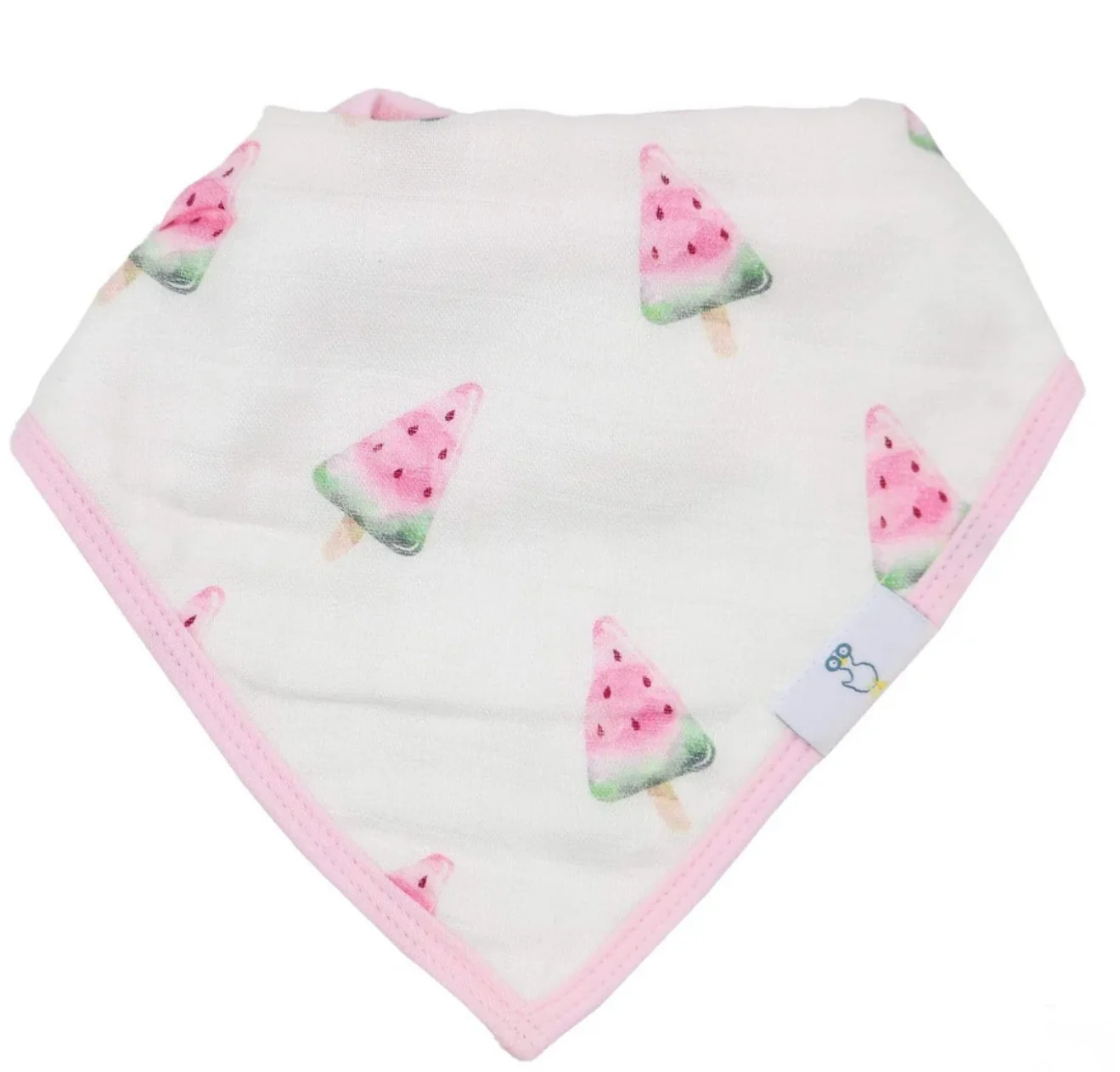 Watermelon Popsicle & Flowers 2 Pack Muslin/Terry Cloth Bib Set - Image 2