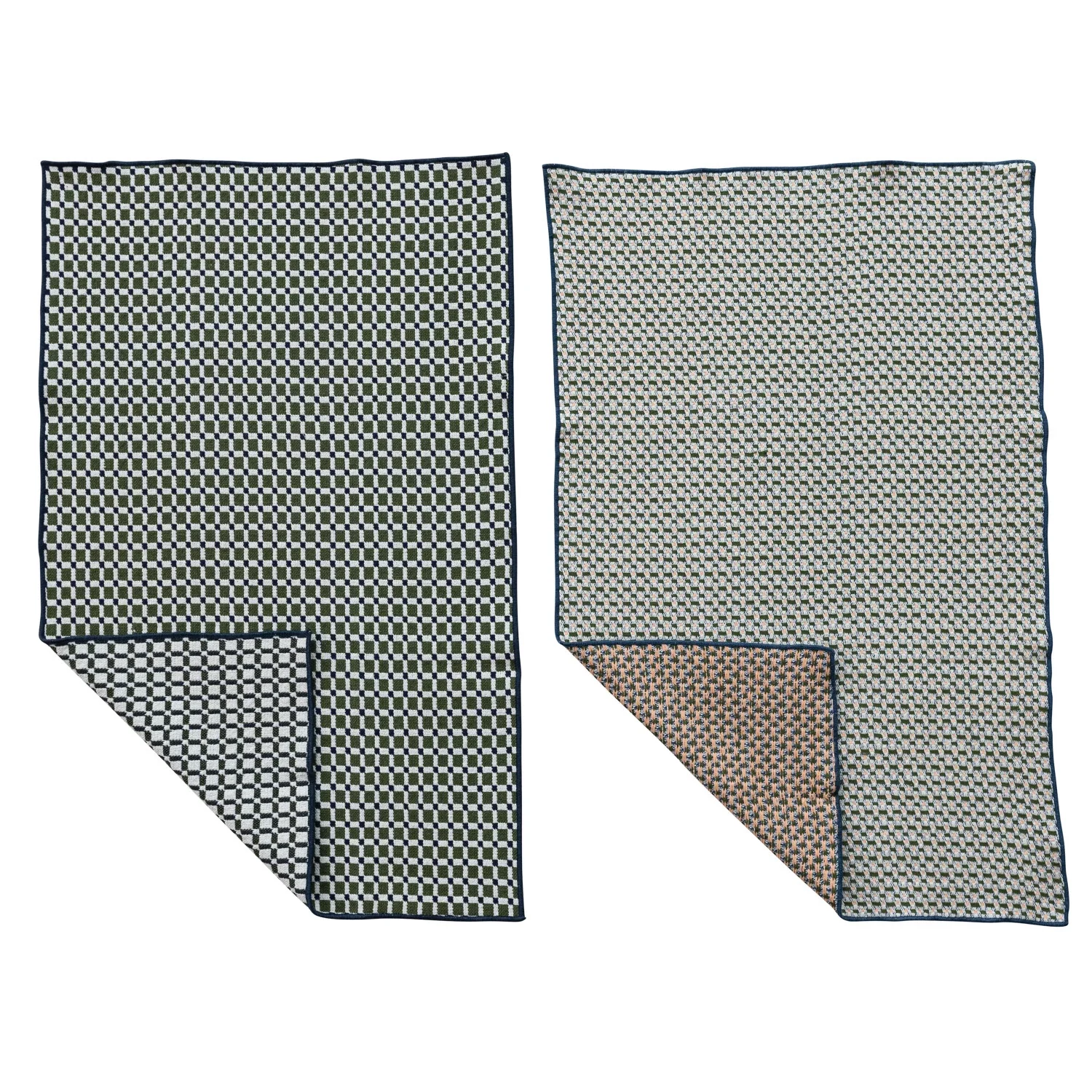Woven Cotton Tea Towel with Pattern & Stitched Edge, 2 Styles
